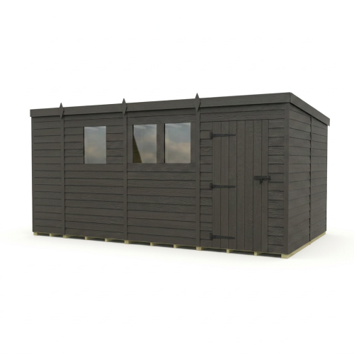 13x8 Pent Composite Shed Tanalised (Single Door, With Windows) 1