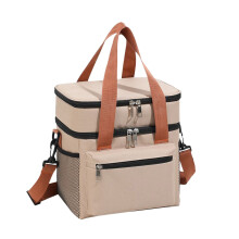 Insulated Double-Deck Lunch Bag with Dual Compartments and