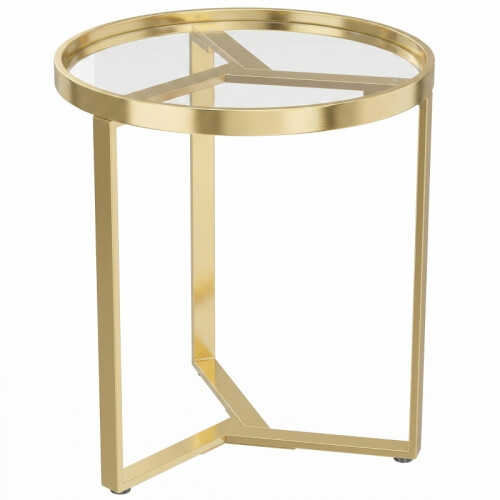 Round Side Table with Tempered Glass Top 2