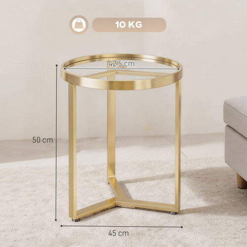 Round Side Table with Tempered Glass Top 1