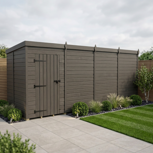 18x5 Pent Composite Shed Tanalised (Single Door, No Windows)