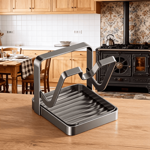 Kitchen Pot Cover Storage Rack with Water Tray and Cutting 2