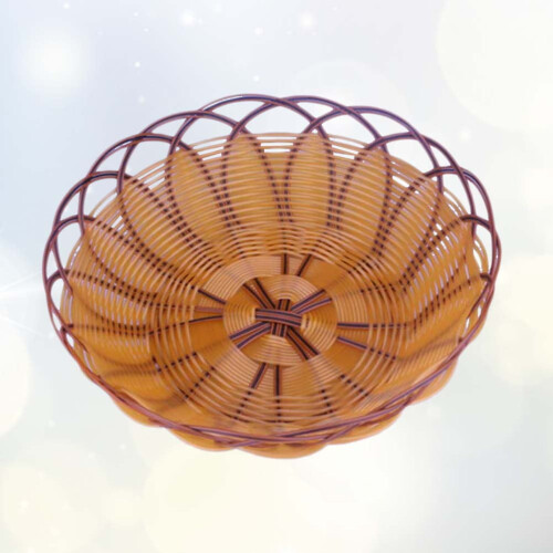 Wicker Storage Basket Round Khaki Polypropylene 1