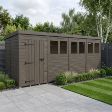 18x5 Pent Composite Shed Tanalised (Single Door, With Windows)