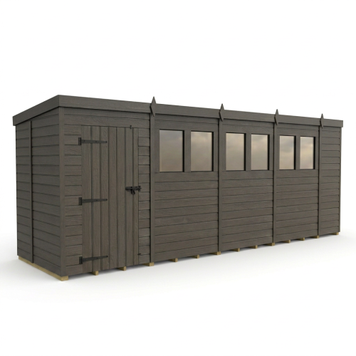 18x5 Pent Composite Shed Tanalised (Single Door, With Windows) 1