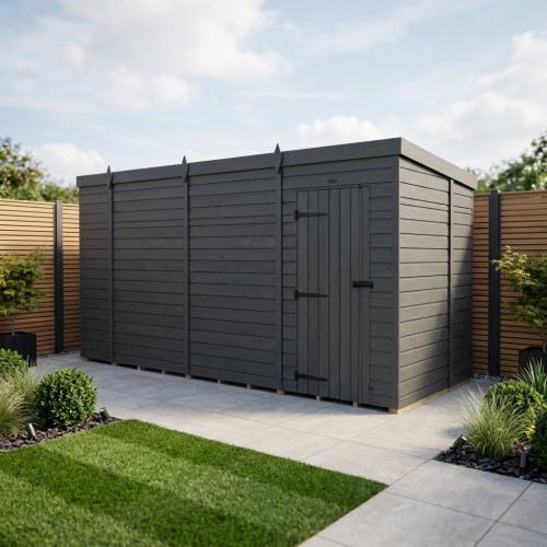 14x7 Pent Composite Shed Tanalised (Single Door, No Windows)