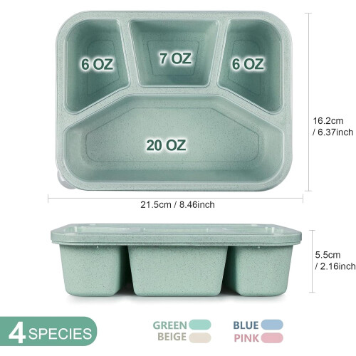 Bento Box Stackable 4-Compartment Lunch Container 4 Pack 2