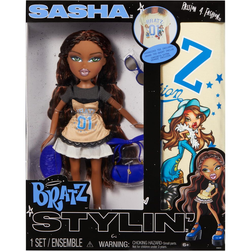 Photos - Doll Bratz Stylin' Sasha Fashion  with Customizable T-Shirt for You and Accessories 