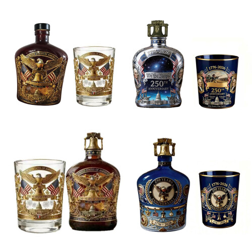 US Anniversary Keepsakes Whiskeys Decanter-Blue bottle three 1