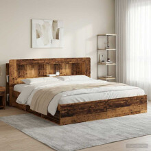 vidaXL Headboard Cabinet with Storage Old Wood Engineered Wood