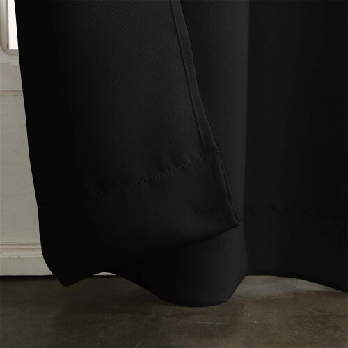 (46"X54", Black) Blackout Pencil Pleat Curtains & Drapes Ready Made 2