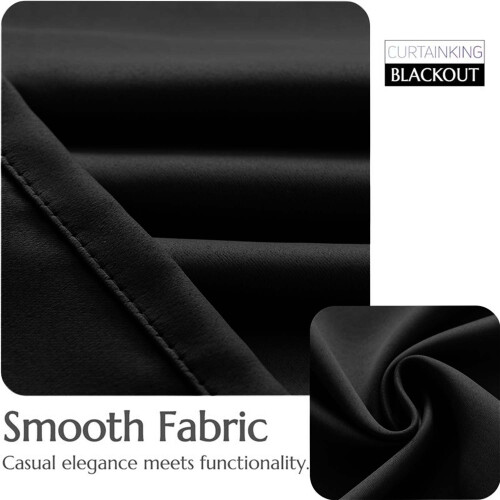 (66"X54", Black) Blackout Pencil Pleat Curtains & Drapes Ready Made 1