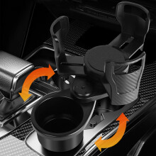 Car Cup Holder with Rotating Double-Layer Storage Rack