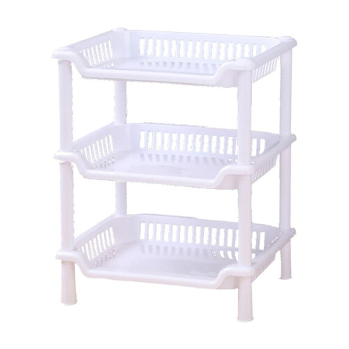 Plastic Storage Shelf Rack 3-Tier 14.2 Inch with Drainage