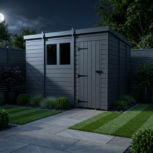 11x9 Pent Composite Shed Tanalised (Single Door, With Windows) 2