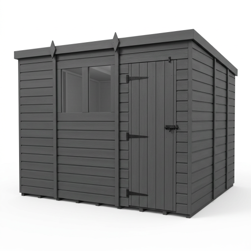 11x9 Pent Composite Shed Tanalised (Single Door, With Windows) 1