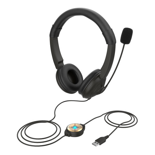 USB Wired On-Ear Headset with Microphone for Adults and Kids