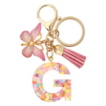 Resin Butterfly Pendant Keychain with Sequins