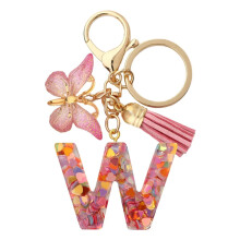 Resin Butterfly Pendant Keychain with Sequins