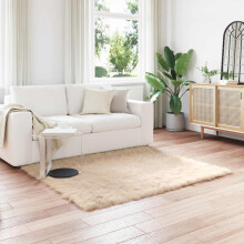 vidaXL Faux Sheepskin Rug TAFALLA Beige 120 x 120 cm Polyester