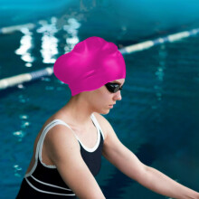 Unisex Silicone Swimming Cap Pink High Elasticity