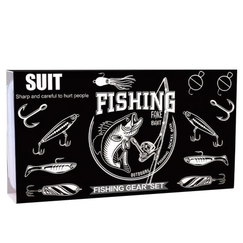 Bionic Fishing Lure Set Soft Hard Bait Jig Hooks Black 2