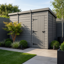 11x9 Pent Composite Shed Tanalised (Single Door, No Windows)
