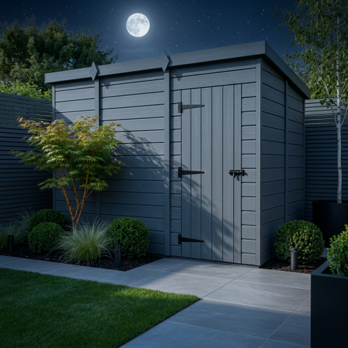 11x9 Pent Composite Shed Tanalised (Single Door, No Windows) 2