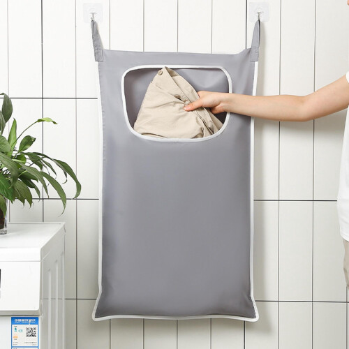 Laundry Basket Gray Hanging Dirty Clothes Storage Bag 1