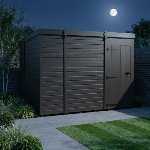9x10 Pent Composite Shed Tanalised (Single Door, No Windows) 2