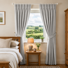 (66"X72", Silver) Blackout Pencil Pleat Curtains & Drapes Ready Made
