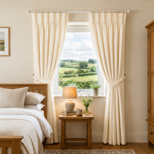 (66"X72", Cream) Blackout Pencil Pleat Curtains & Drapes Ready Made