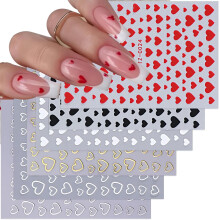 Valentijnsdag Nail Art Stickers 3D-kleefstof Rood Hart