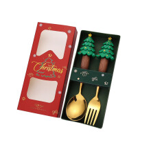 Feierliches Löffel- und Gabel-Set 410Edelstahl-F zwei goldene