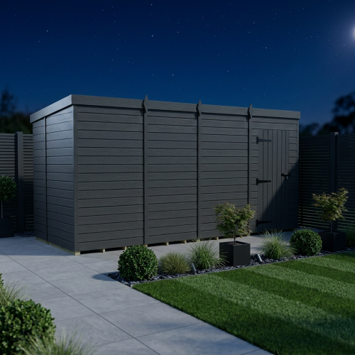 16x6 Pent Composite Shed Tanalised (Single Door, No Windows) 2