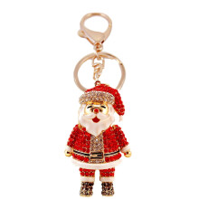 Cartoon Rhinestone Keychain Set Santa Claus Pendant