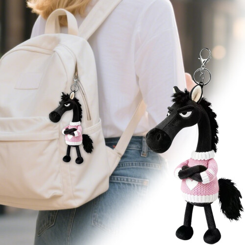 Horse Plush Keychain with Knitted Sweater 1pc