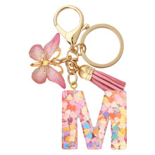 Resin Butterfly Pendant Keychain with English Letters