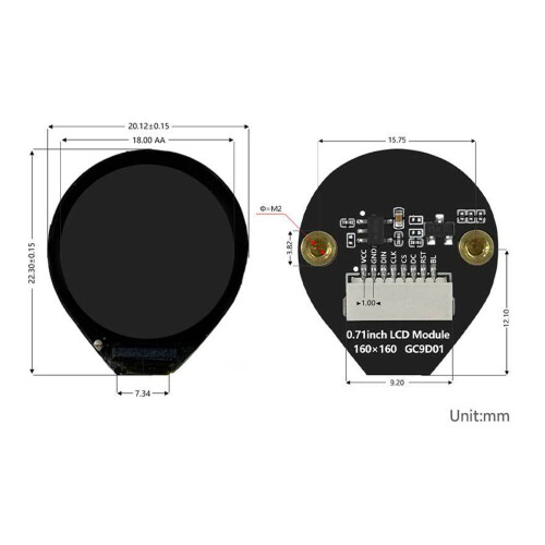 Electronic EYE 0,71-Zoll-IPS-LCD-Panel mit heller 2
