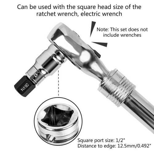 14Pcs Impact Hex Bit Socket Set 1/2" Drive Hexagon Allen Key 1