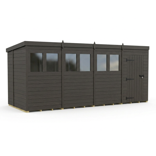 16x6 Pent Composite Shed Tanalised (Single Door, With Windows) 1