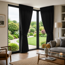 (90"X72", Black) Blackout Pencil Pleat Curtains & Drapes Ready Made