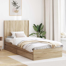 vidaXL Bed Frame with Storage and Headboard Sonoma Oak 90 x 200 cm