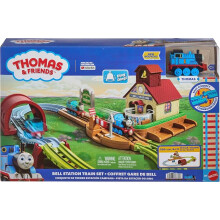 Thomas & Friends Bell Station Playset & Push-Along Thomas Toy Train | Includes 1 Engine & Track with Train-Play Details: Bell, Passenger Carousel,