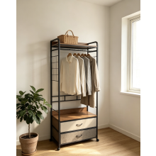 Rolling Garment Rack Clothes Wardrobe Drawers Rail