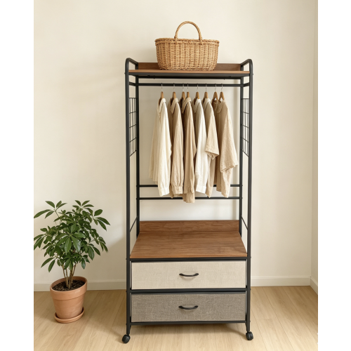Rolling Garment Rack Clothes Wardrobe Drawers Rail 1