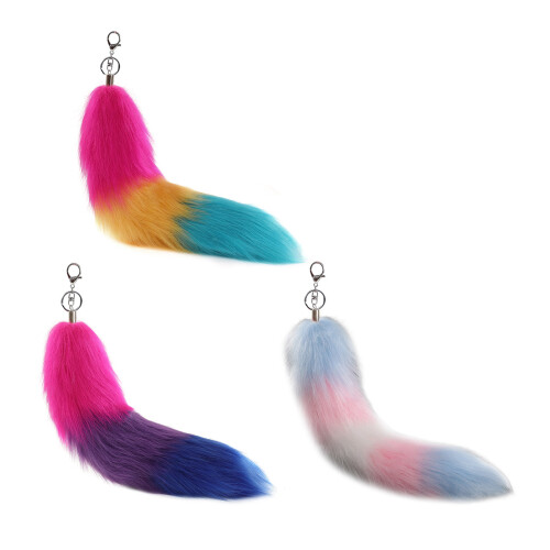 Foxes Tail Keychain Furry Wolf Tail Keyring Cosplays-Style 3 1