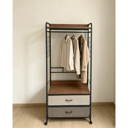 Rolling Garment Rack Clothes Wardrobe Drawers Rail 2