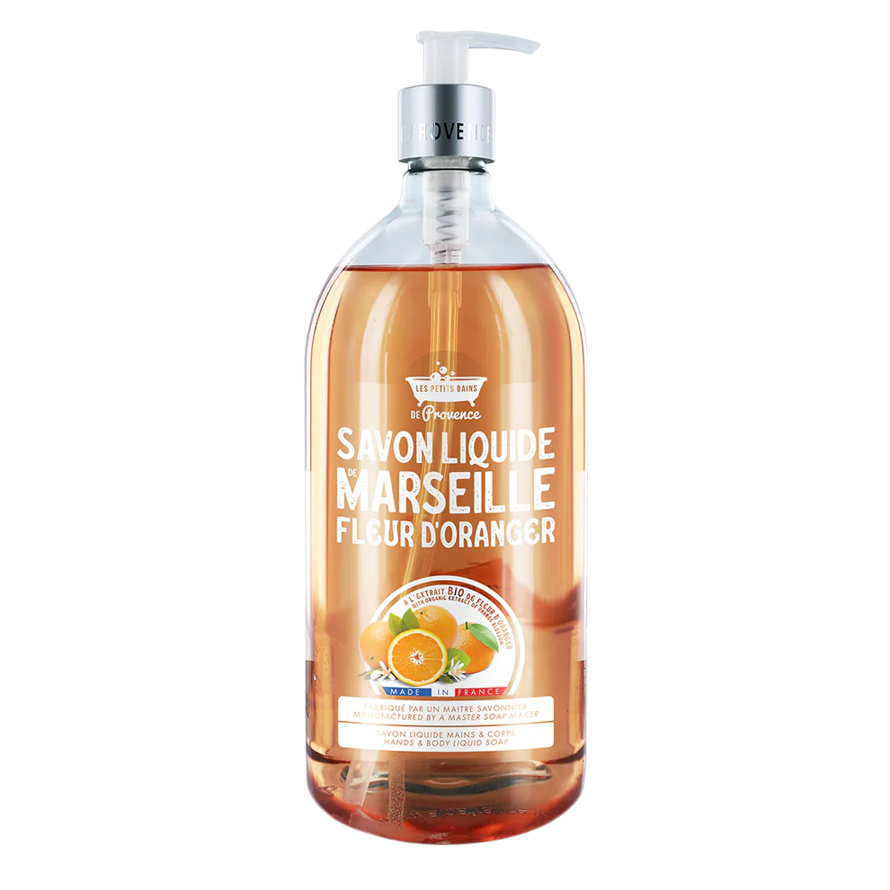 Les Petites Bains De Provence Marseille Orange Blassom Liquid Soap For Hands & Body 1000 Ml