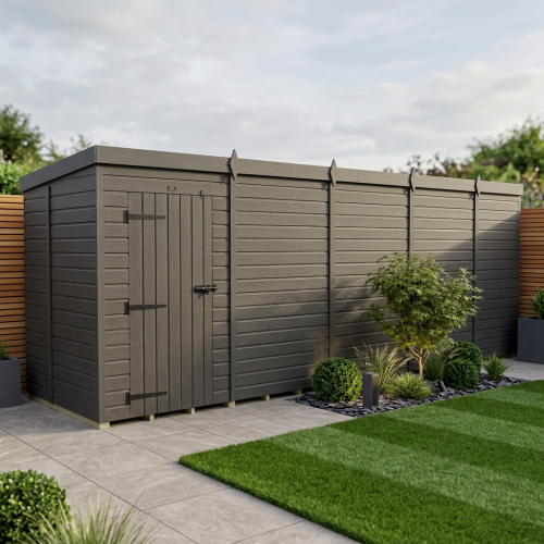 19x5 Pent Composite Shed Tanalised (Single Door, No Windows)